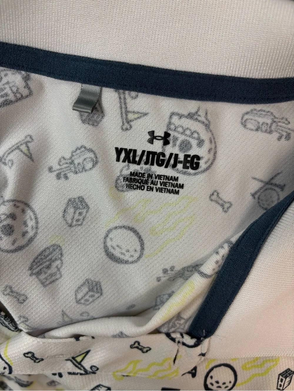 Under Armour White Printed Polo Shirt with Subtle Yellow Accents